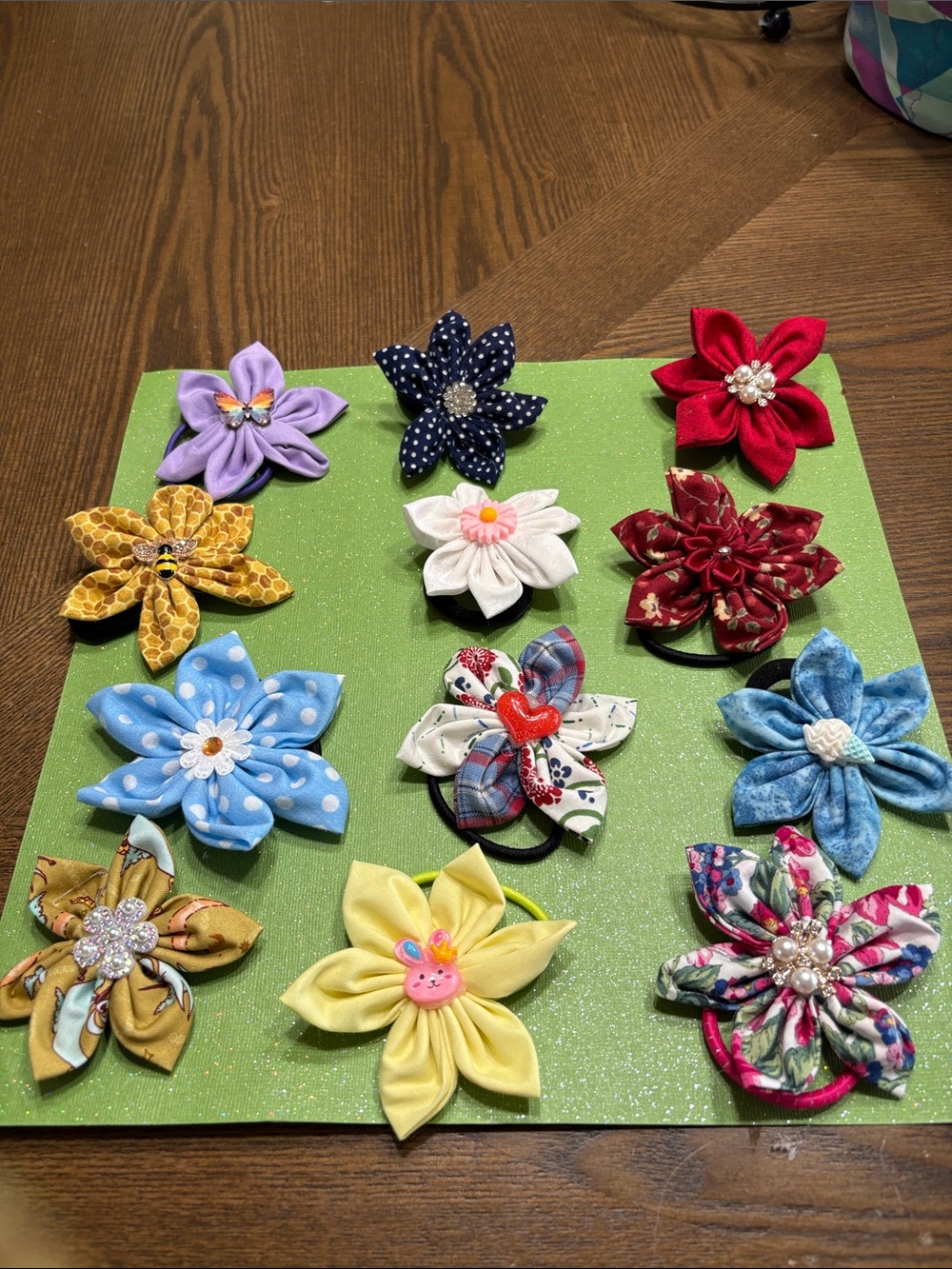 Hand Crafted Kids Flower Hair Clips in Multicolor Assortment